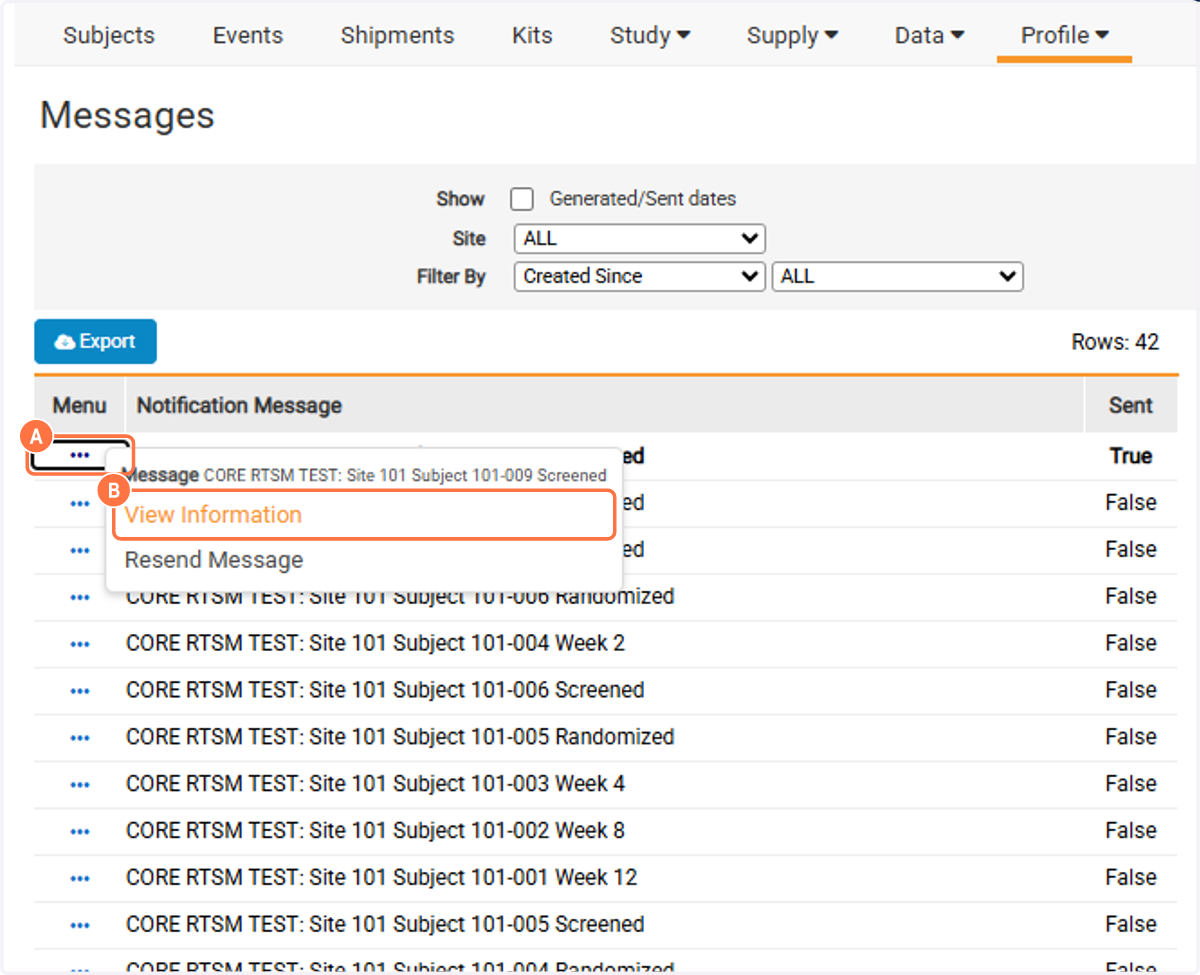 A. Click on Task Menu B. Click on View Information