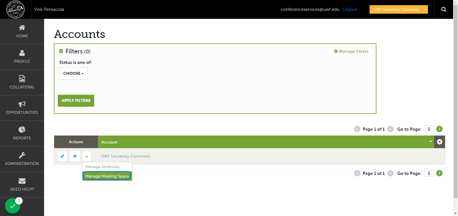 Click on Manage Meeting Space