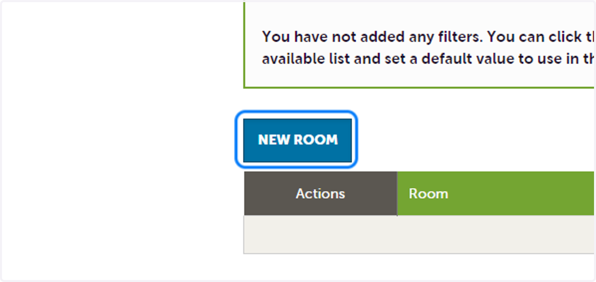 Scroll past the first form you saved to find where to add each room's individual details. You will list capacity numbers for each individual space. Click on NEW ROOM