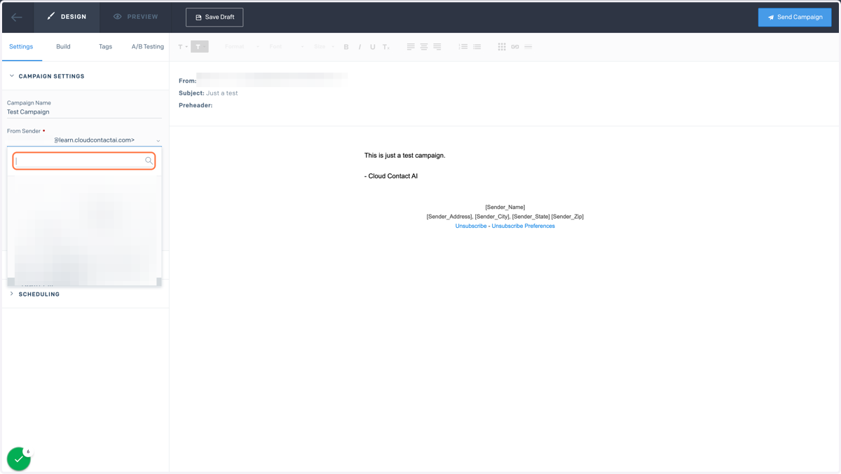Click on Select Sender