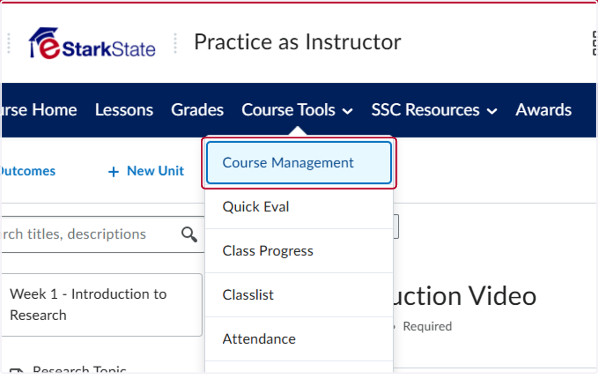 Click on Course Management