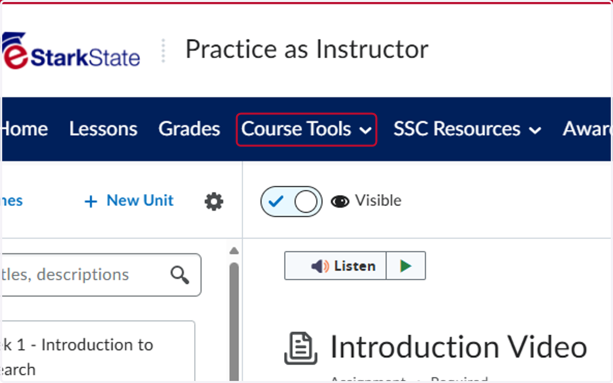Click on Course Tools