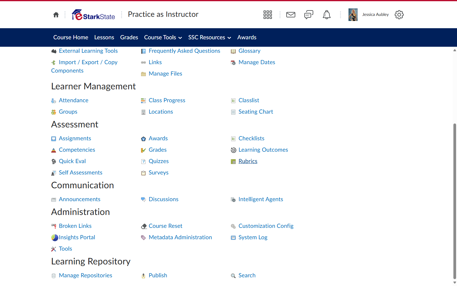 Click on Rubrics