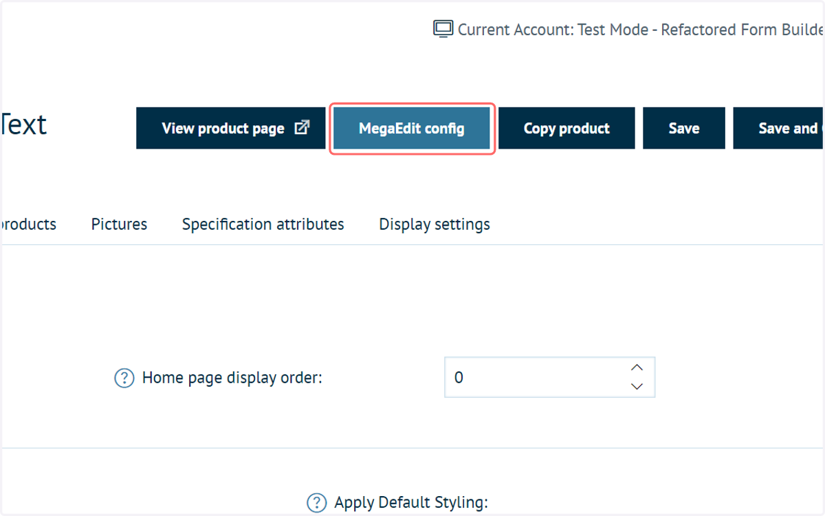 Click on MegaEdit config
