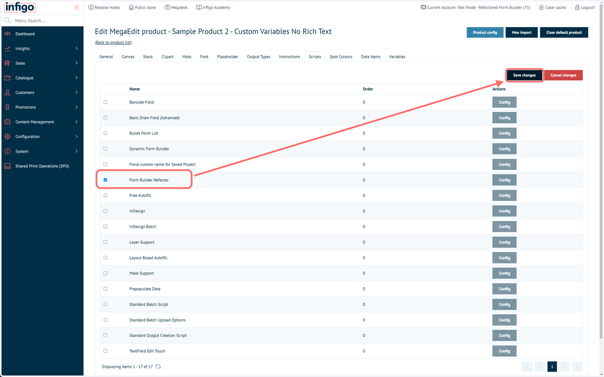 Ensure the Refactored Form Builder script is activated on the Product and save