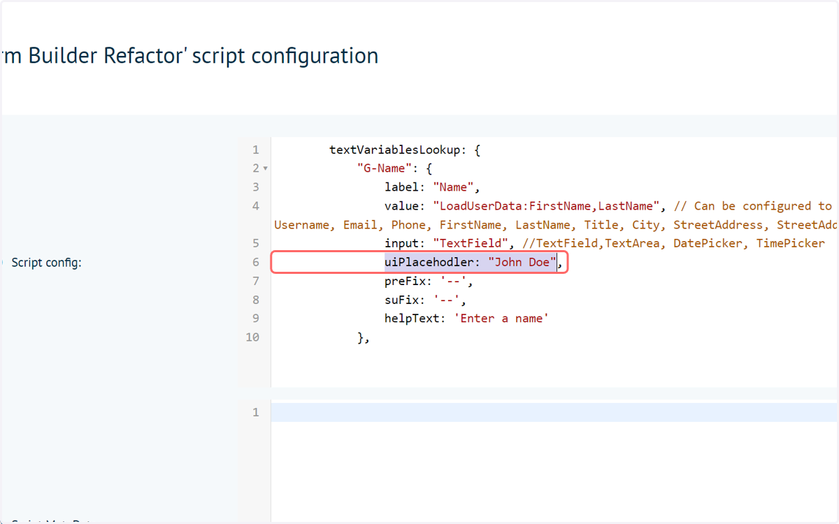 Optionally enter a placeholder