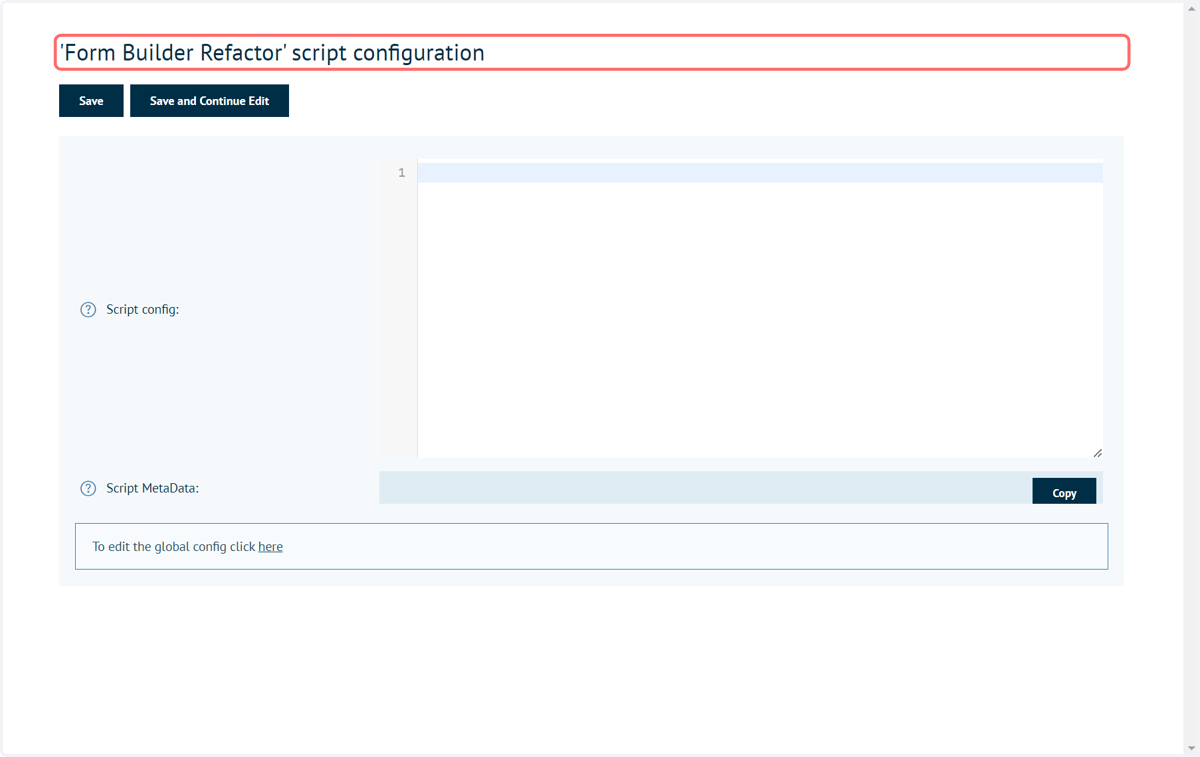 Script configuration