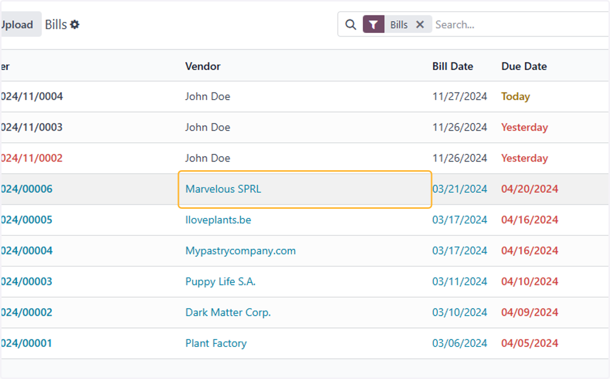 List of open bills will be in draft mode, select a bill to review in detail.