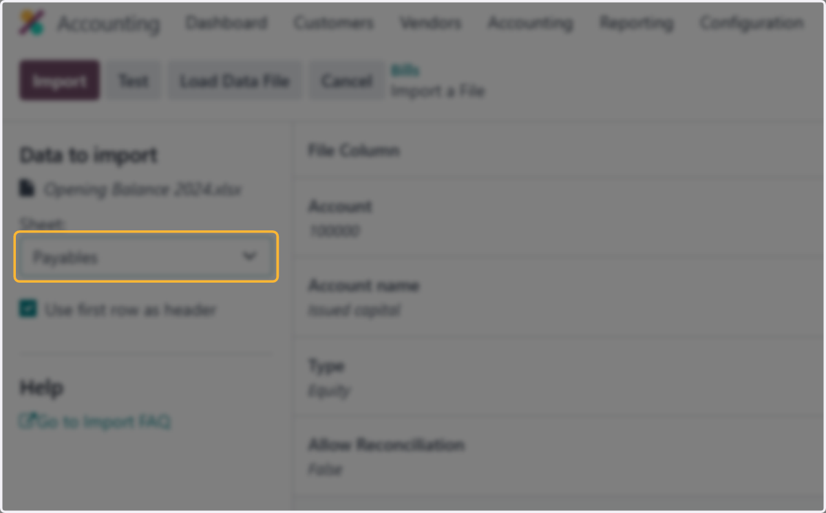 Select Payables from Sheet: