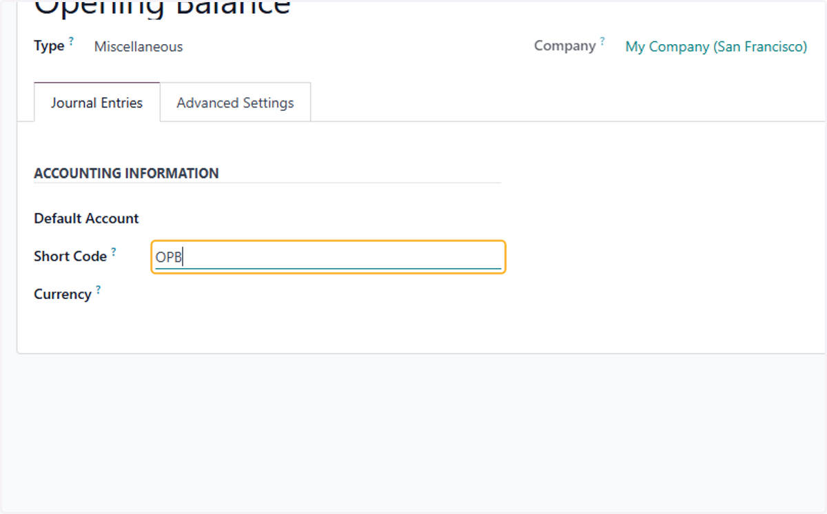 Enter short code. OPB is used as example here