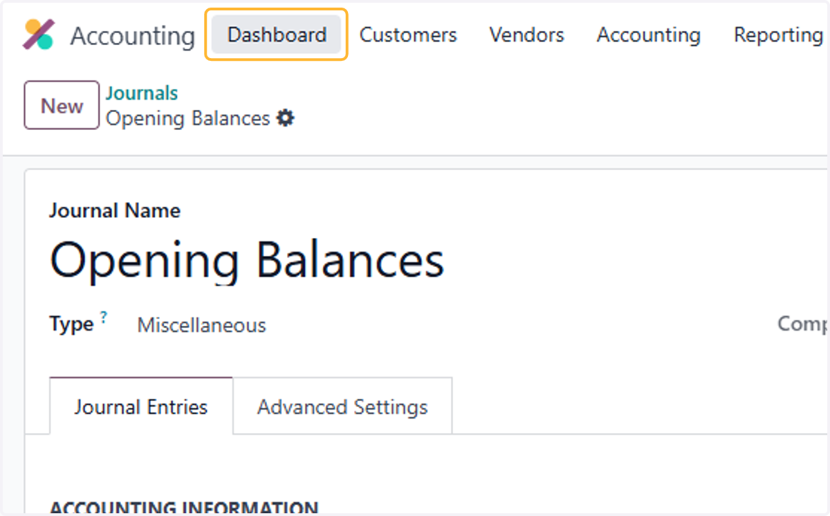 Click on Dashboard