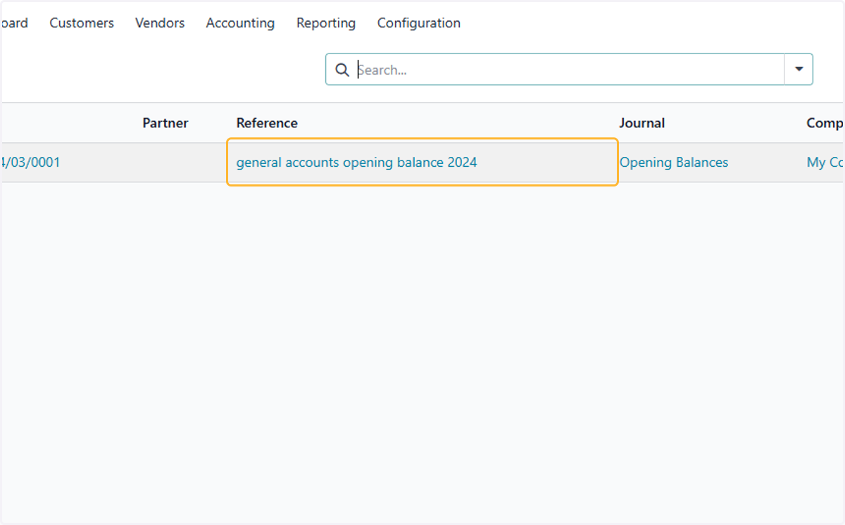 Click on general accounts opening balance 2024