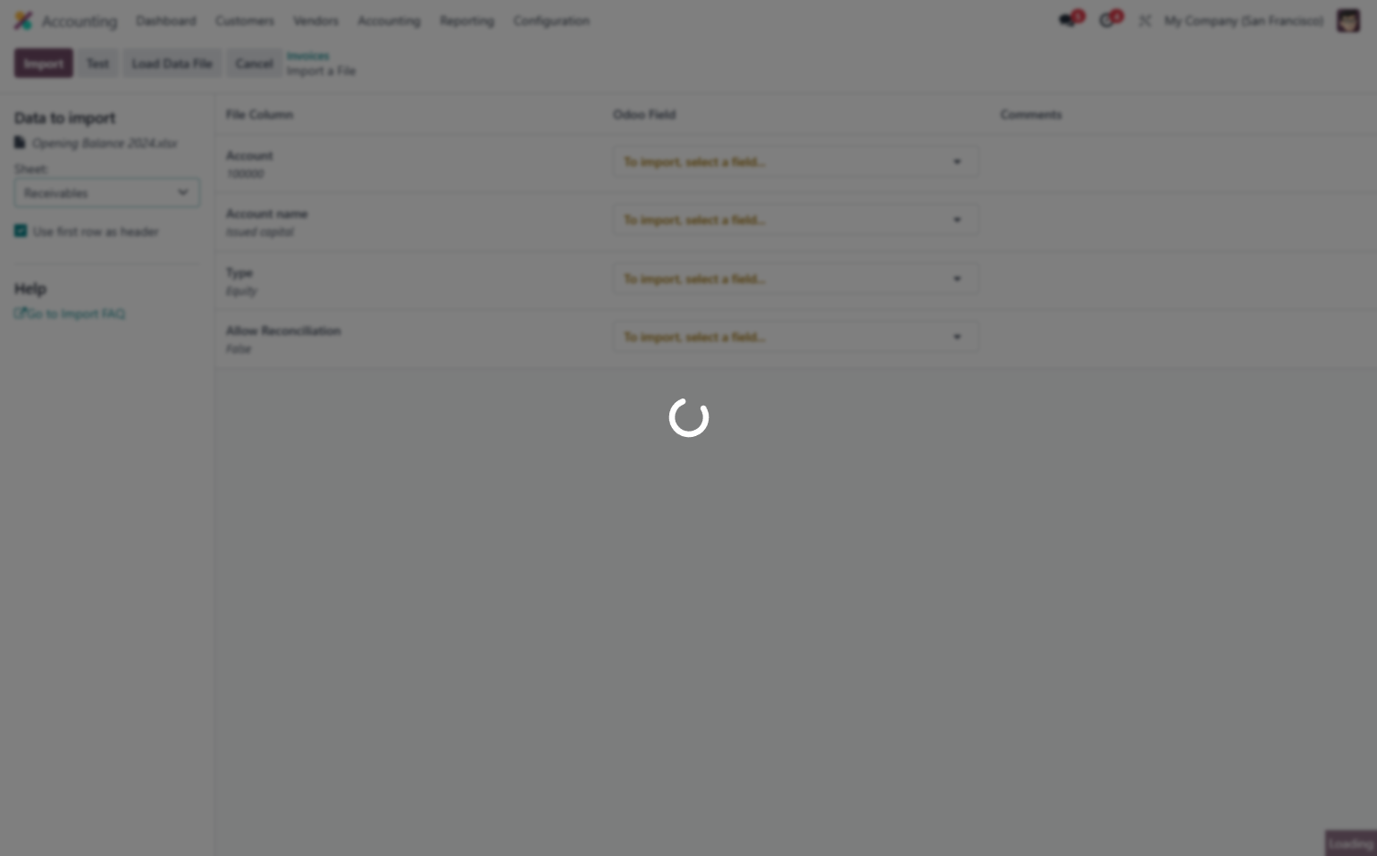 Select Receivables from Sheet: