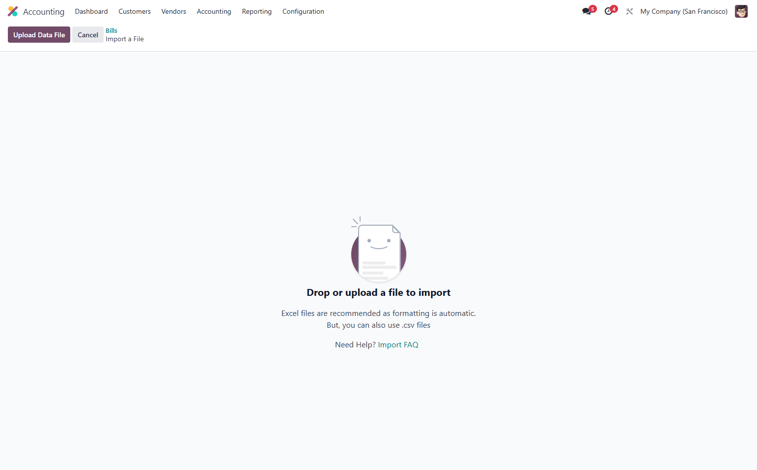 Click on Upload Data File