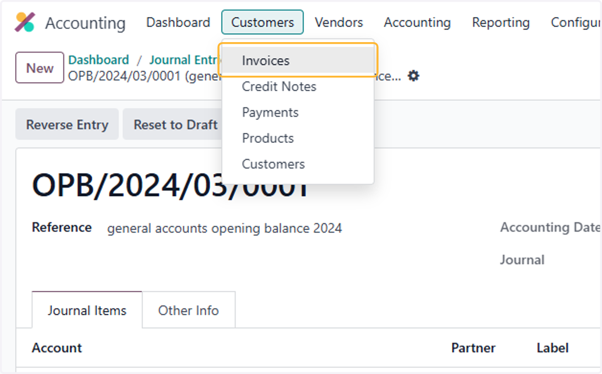 Click on Invoices