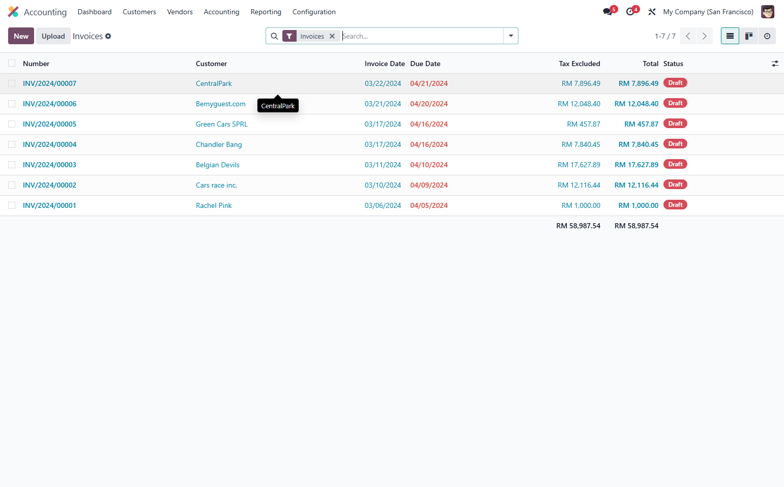 Select an invoice.
