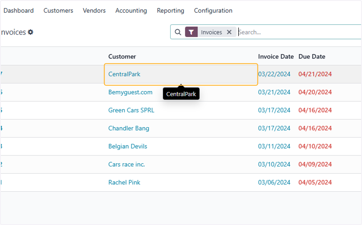Select an invoice.