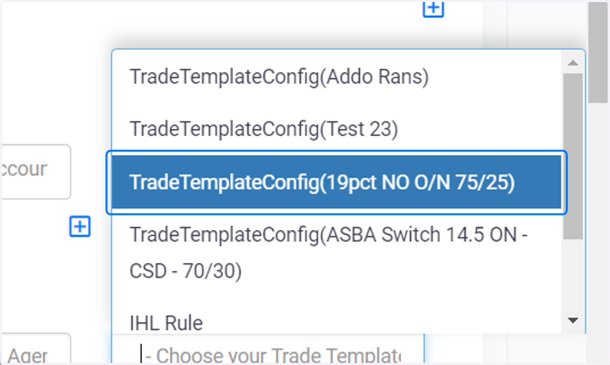 Choose Trade Template Configuration