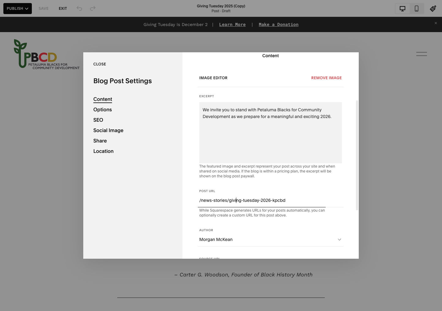 Update the post URL