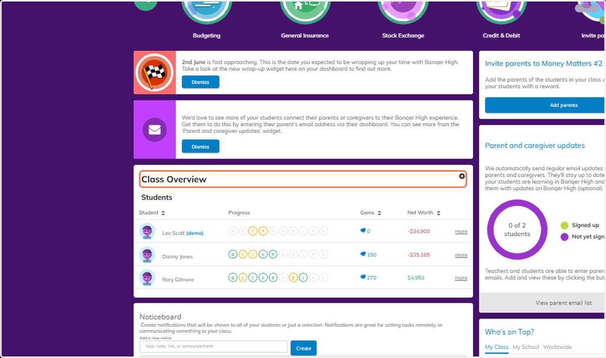 Navigate to your Class Overview.