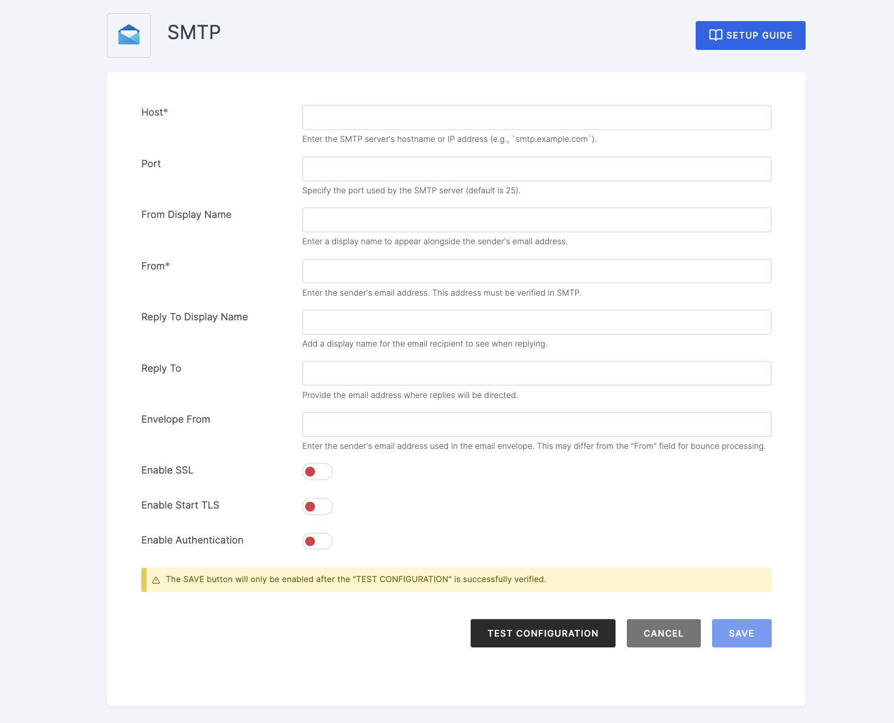 Test Configurations