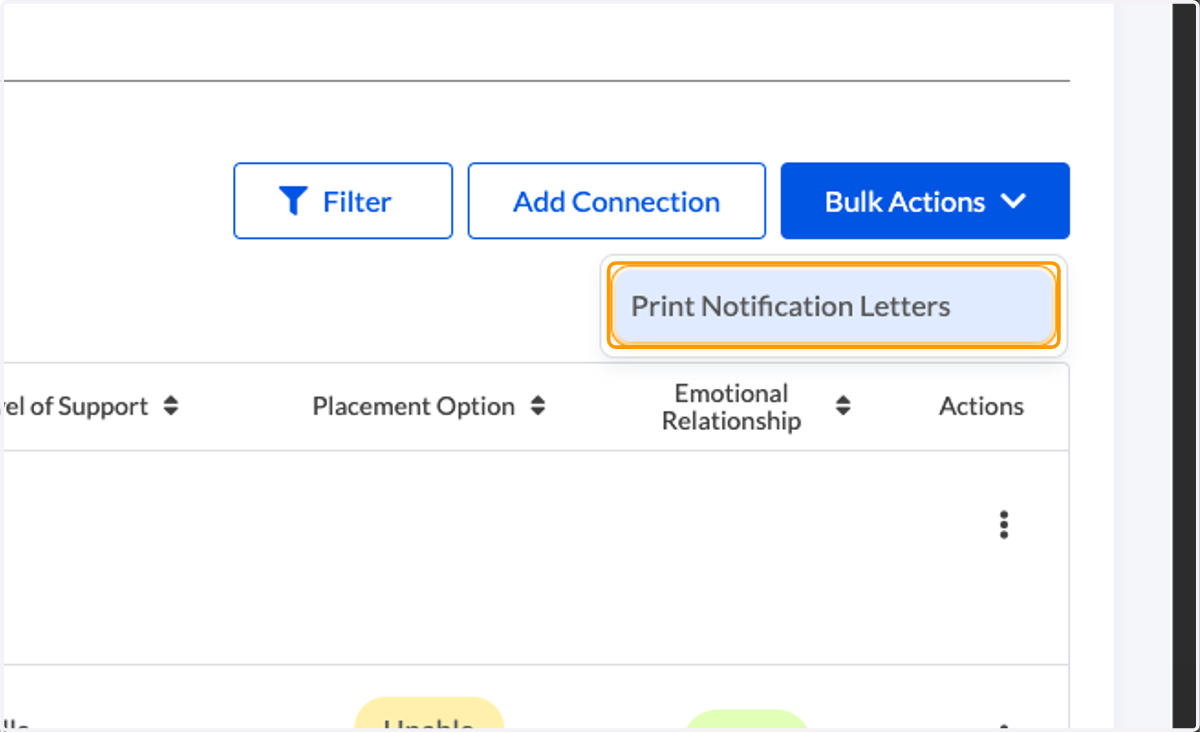 Click on Print Notification Letters