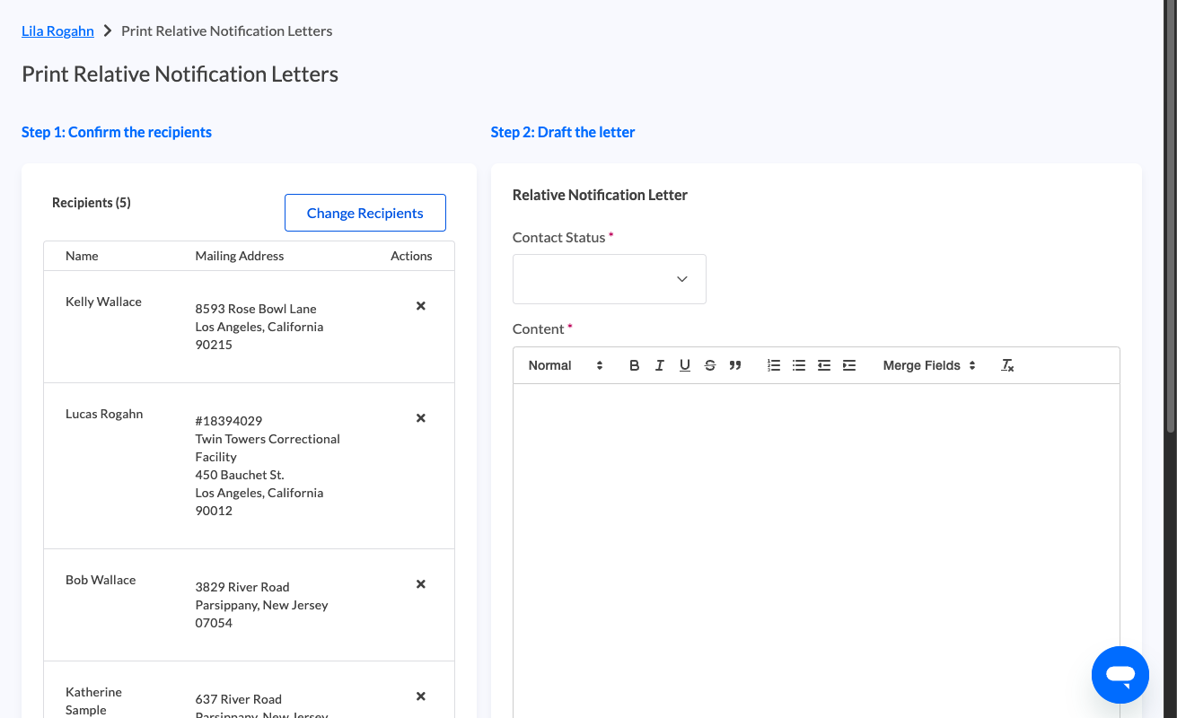 Review and confirm recipients.