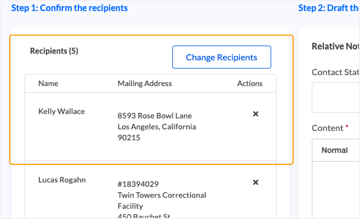 Review and confirm recipients.