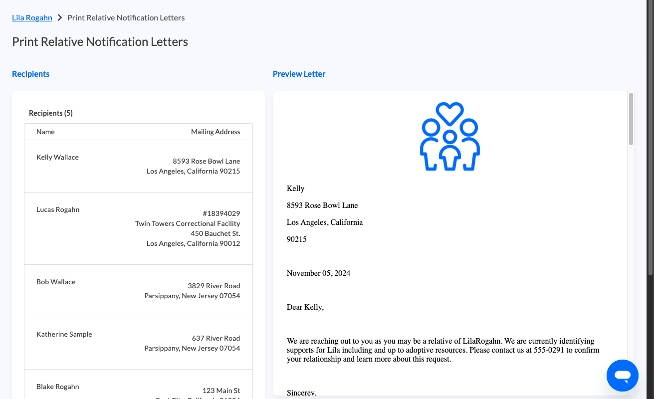 Review the letter preview for accuracy.