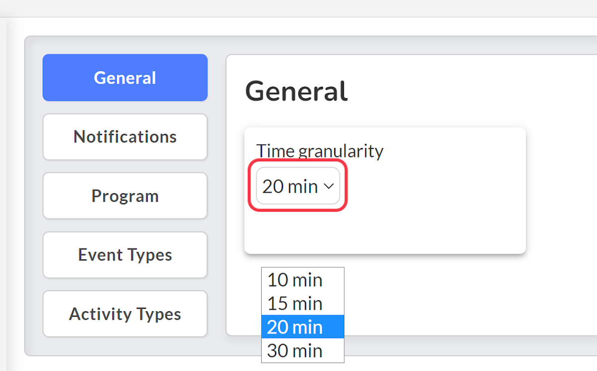 Click on dropdown and choose from Time granularity