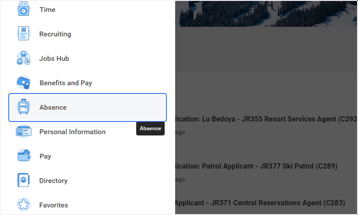 Click on Absence Worklet