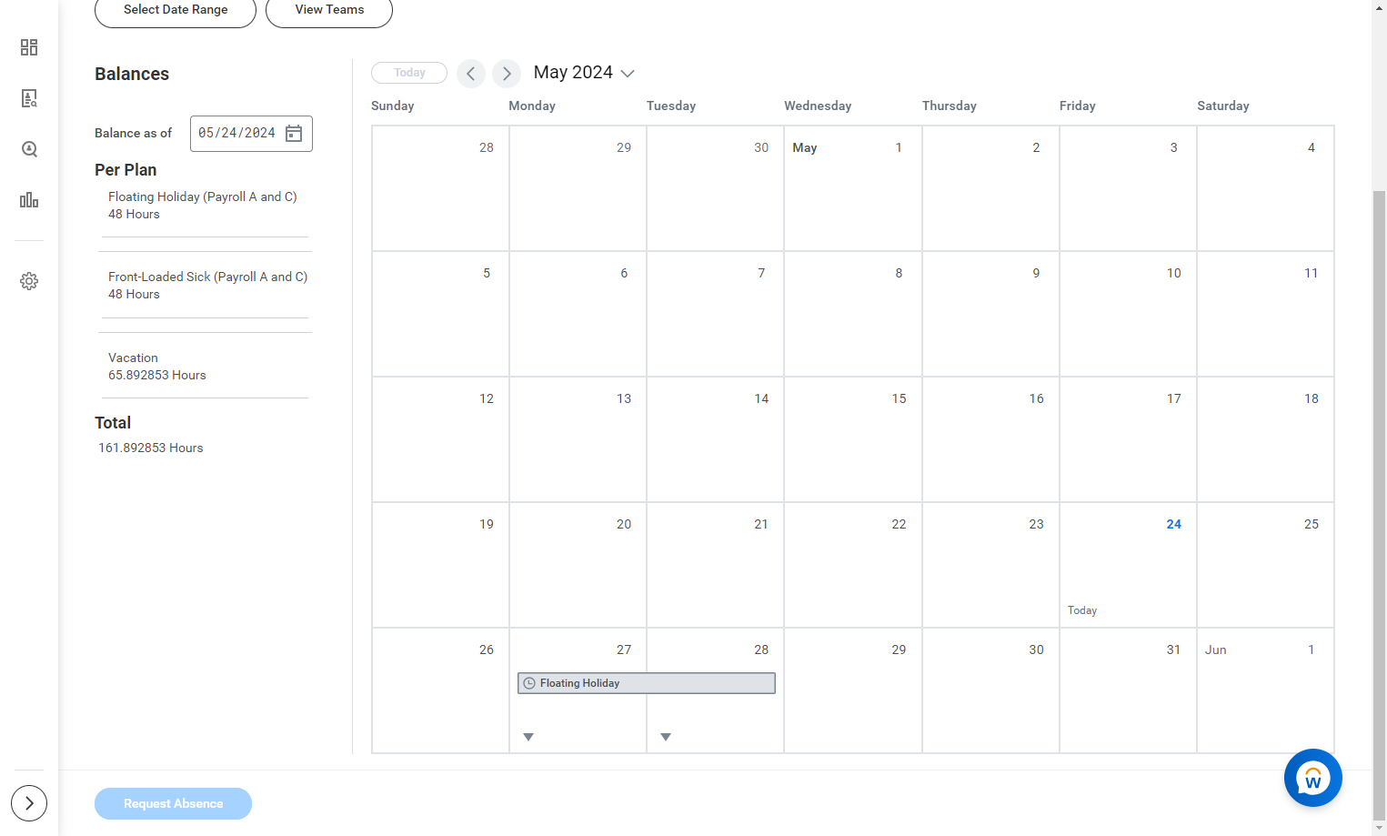Click on your requested Time Offs from your Absence Calendar