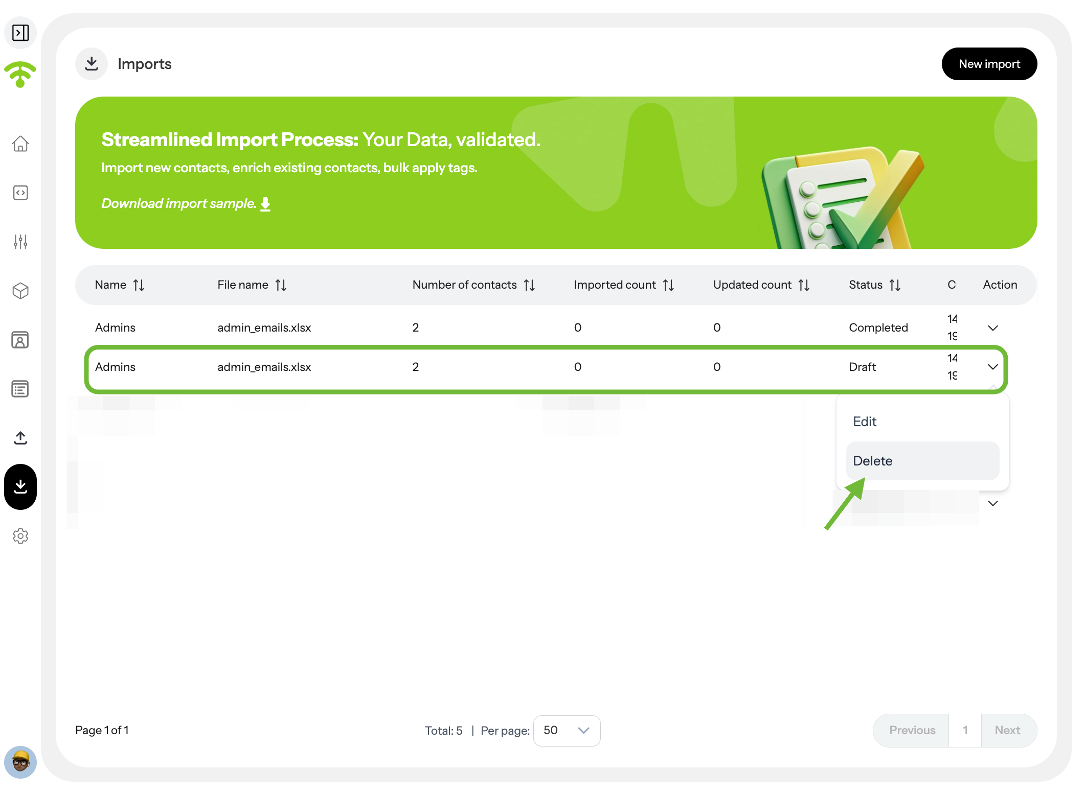 Manage Pending Imports