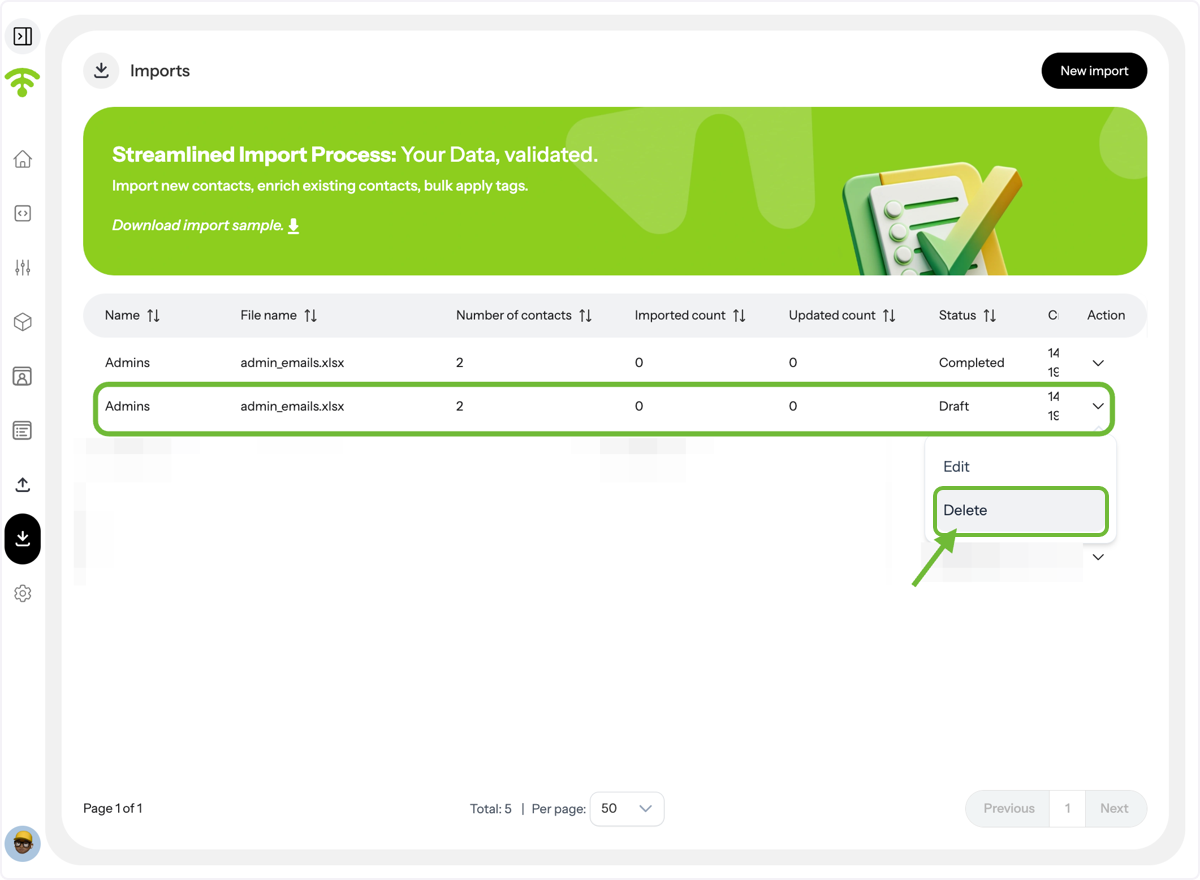 Manage Pending Imports