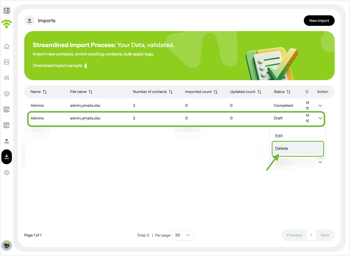 Manage Pending Imports