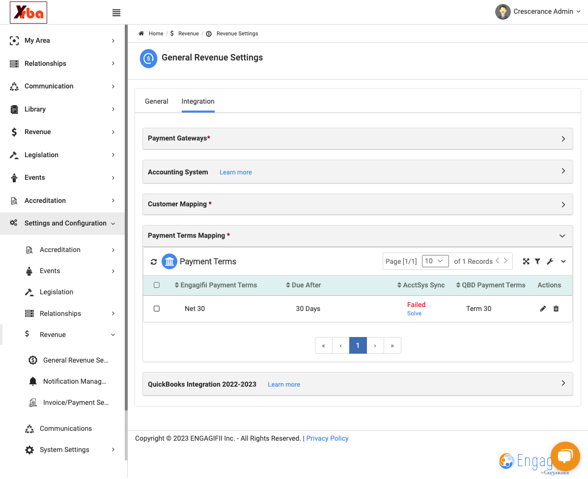 The next one is Payment Terms Mapping, this will sync with QB Desktop