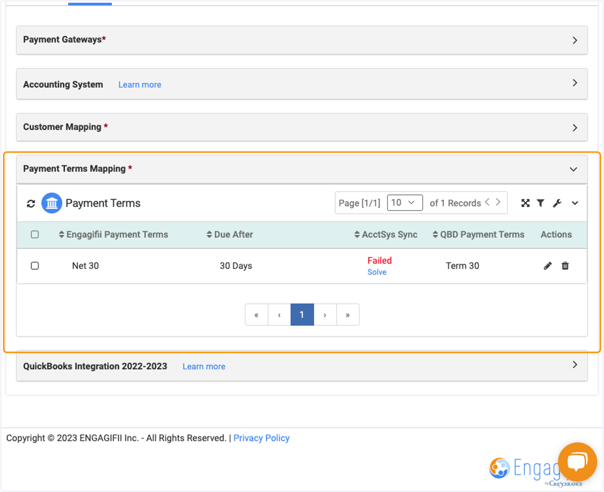 The next one is Payment Terms Mapping, this will sync with QB Desktop