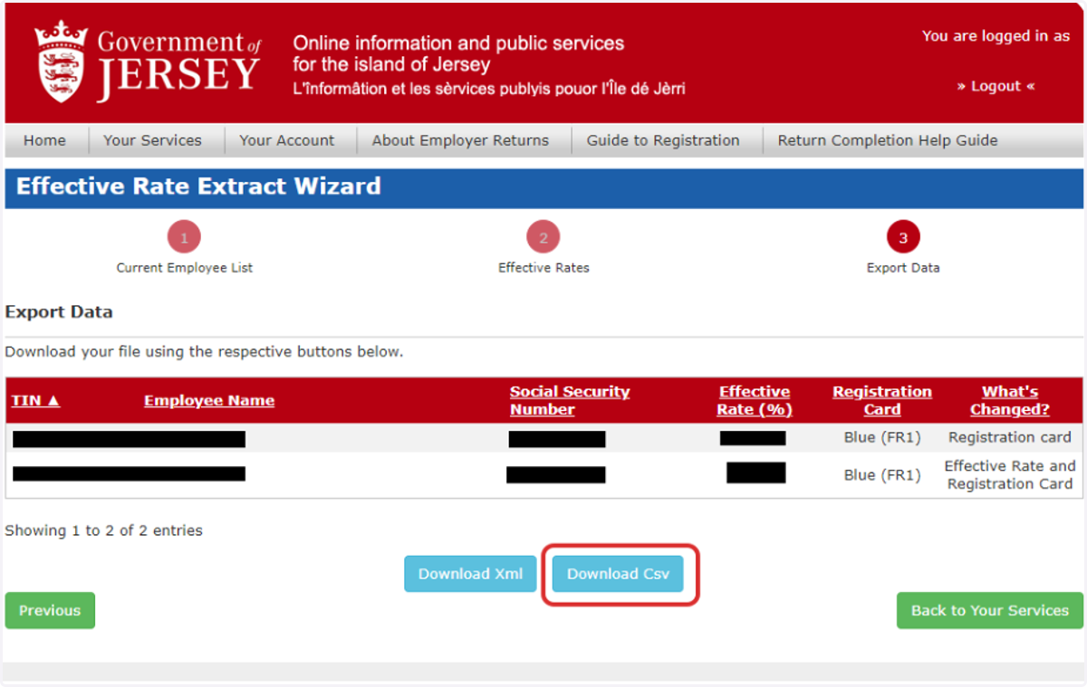 Please ensure you select 'Download Csv'