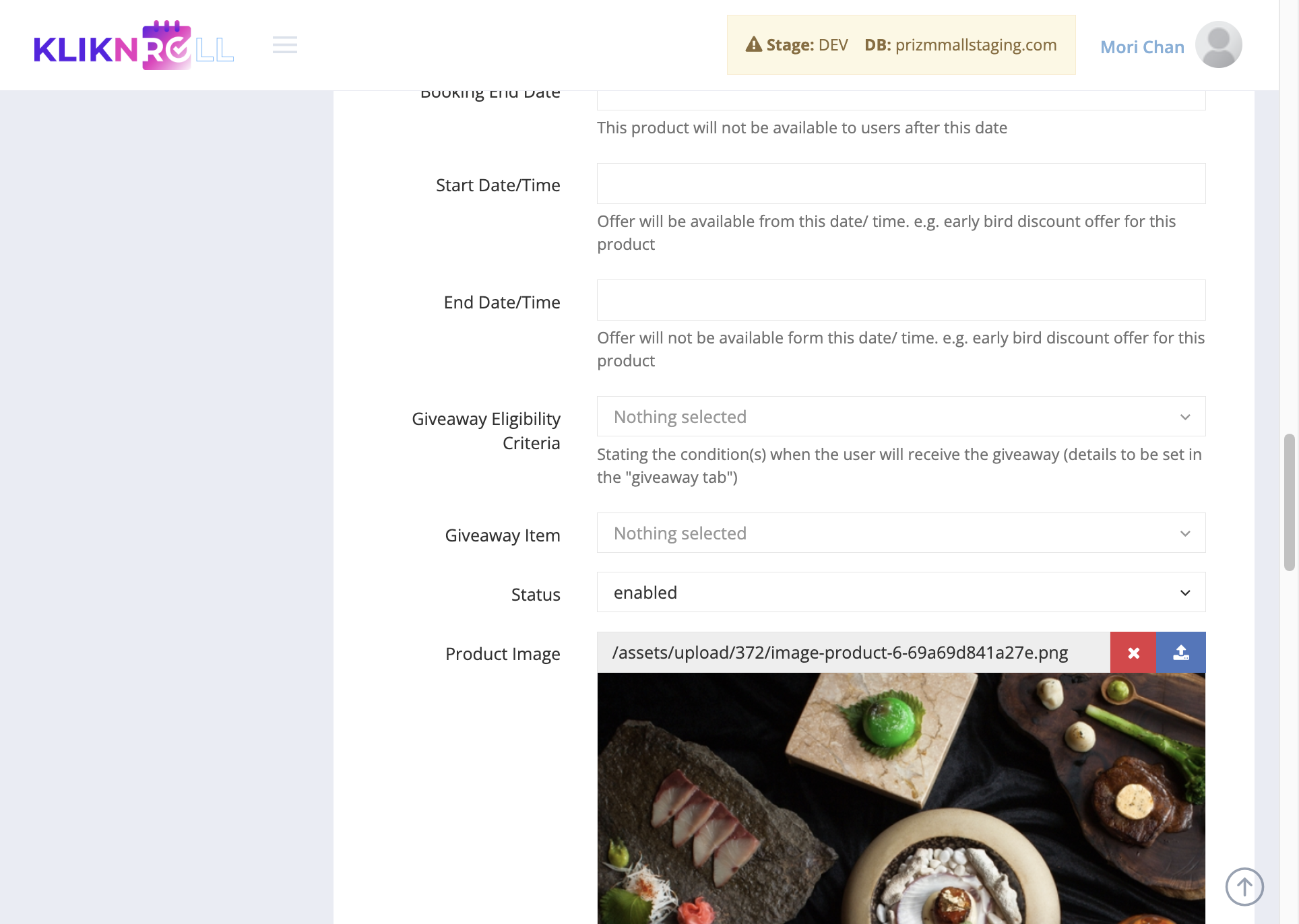 A. Stating the condition(s) when the user will receive the giveaway B. Select the giveaway item