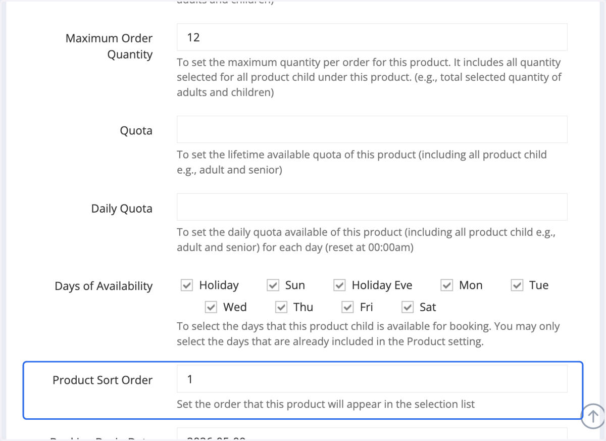 Determine the order in which this product group will appear on the landing page.