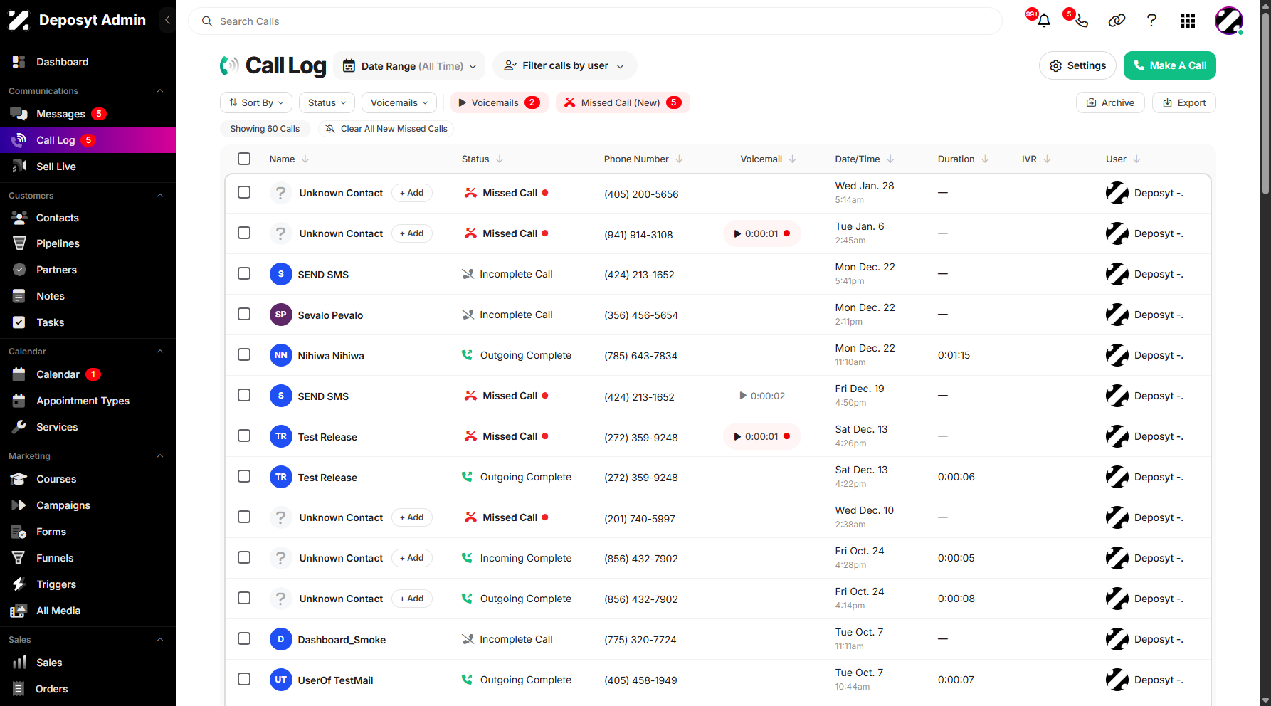 Accessing the Call Log
