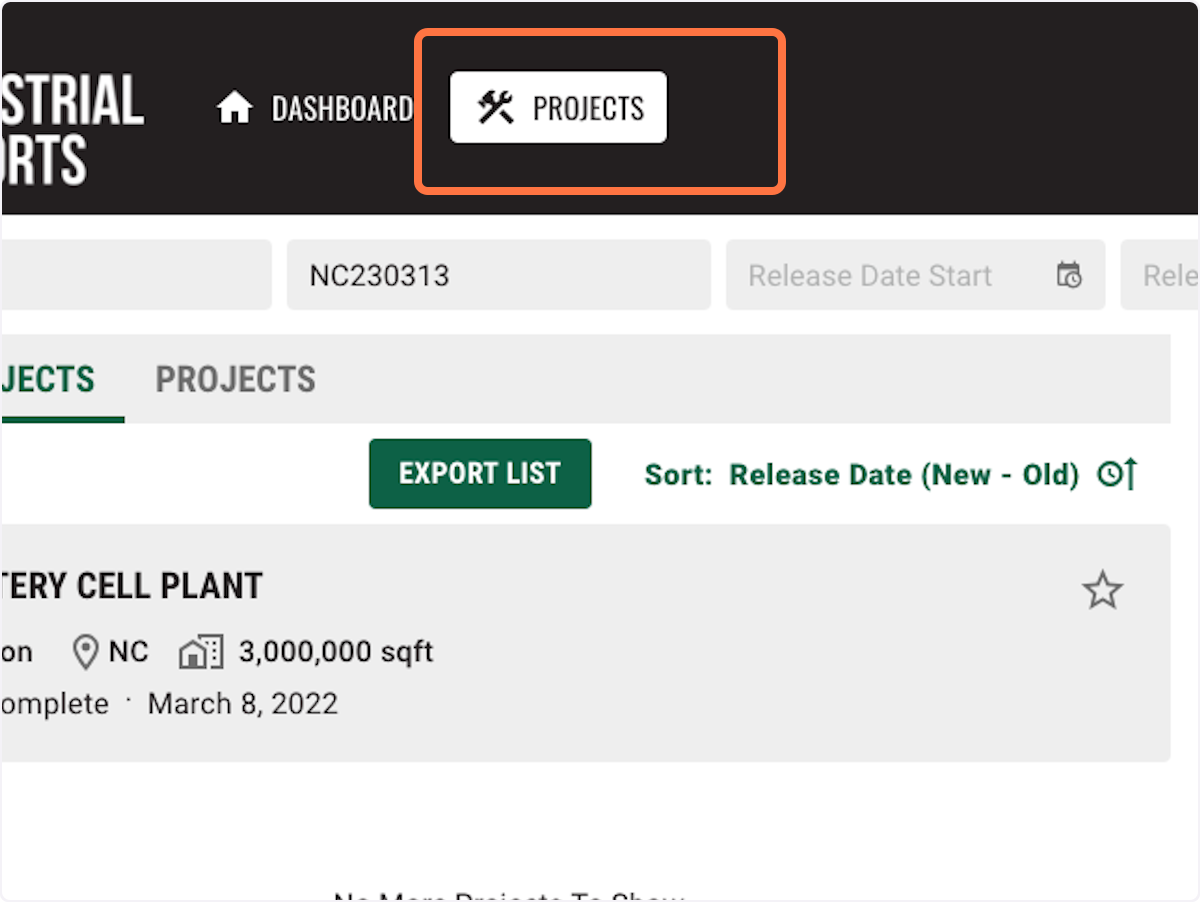 Click "PROJECTS" on the toolbar to navigate to the Projects section of the portal. Click "VIEW DETAILS" on the project listed on right side. You will only be able to view details and contacts if the project is included in your subscription.