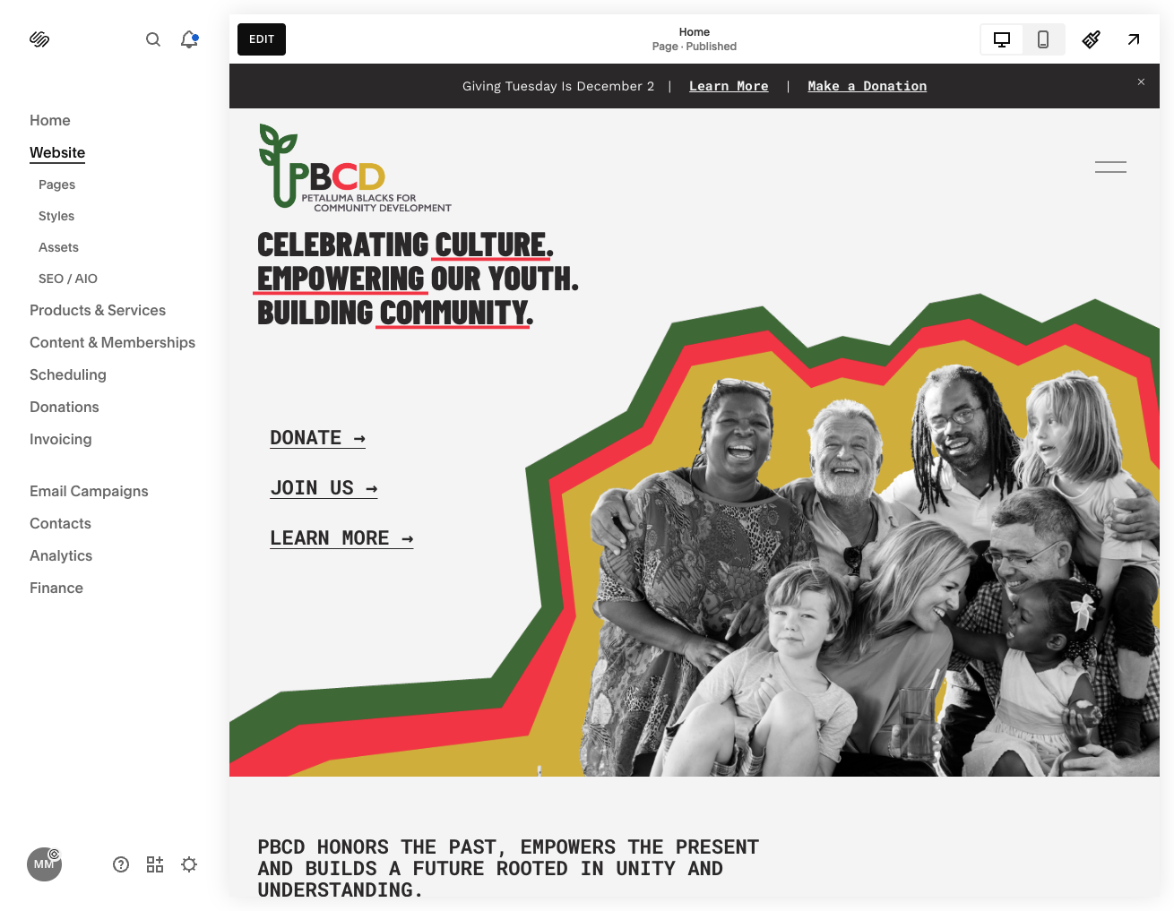 Under Website. Click on Pages.