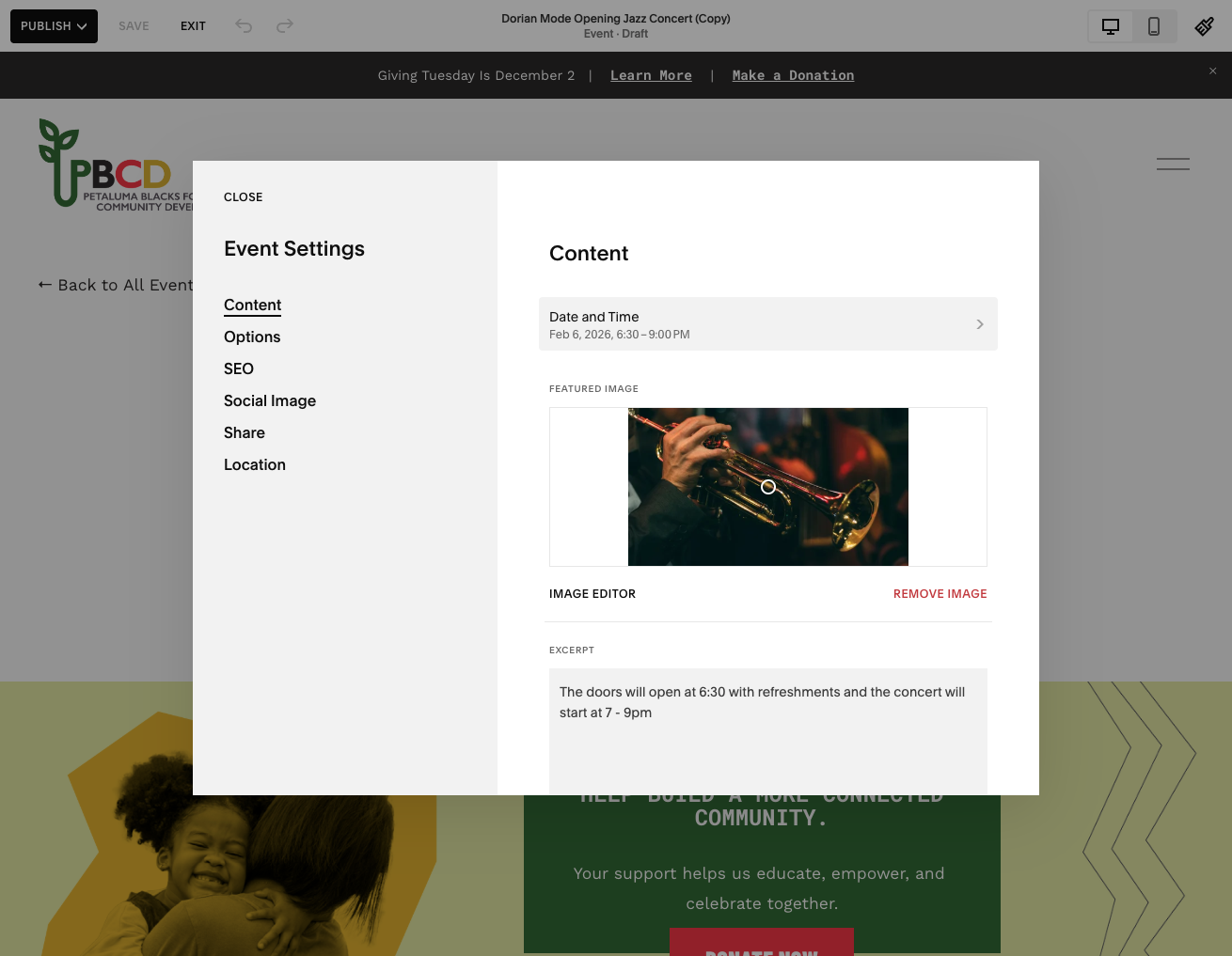 Update the Featured Image.