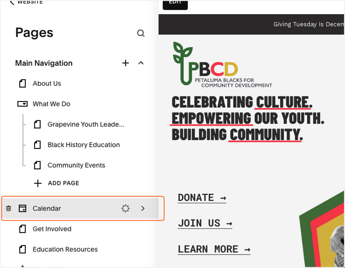 Click on Calendar.
