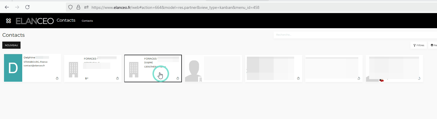 Cliquer sur le contact à supprimer