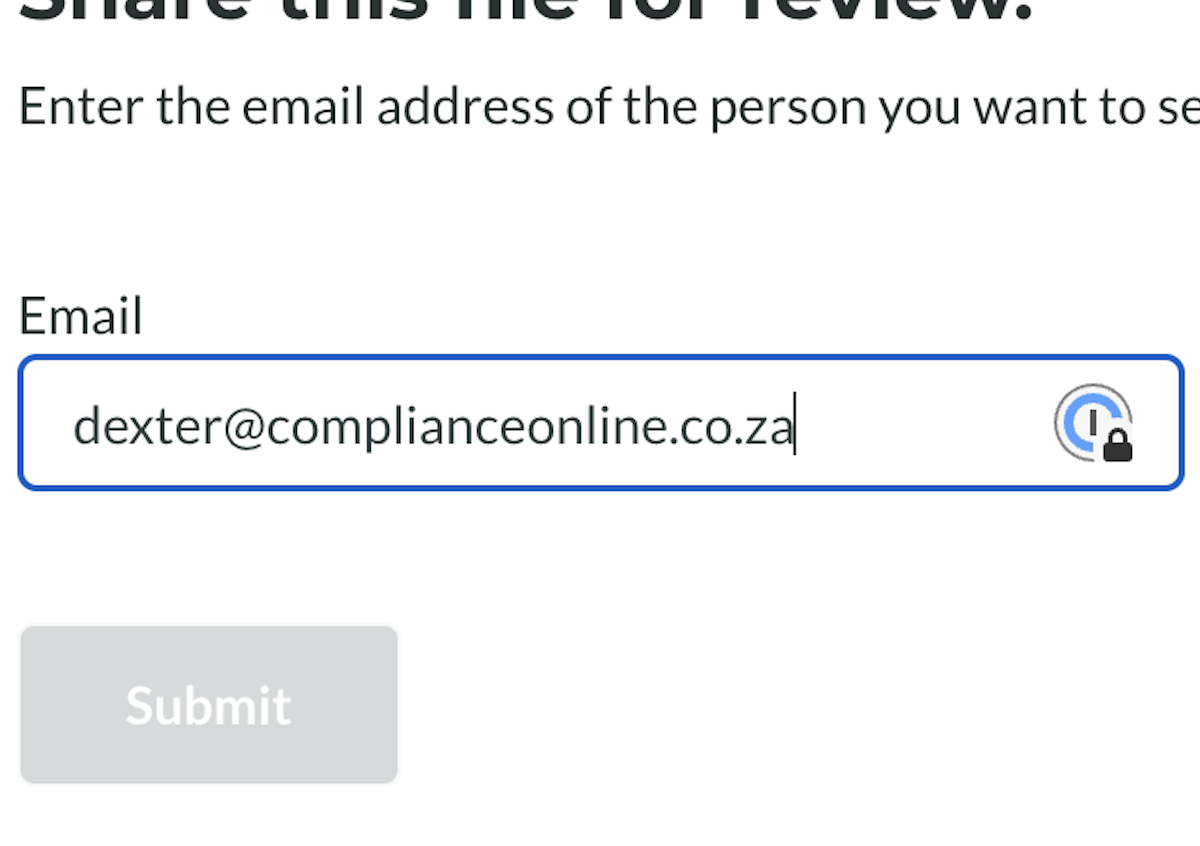 Enter a reviewers email address