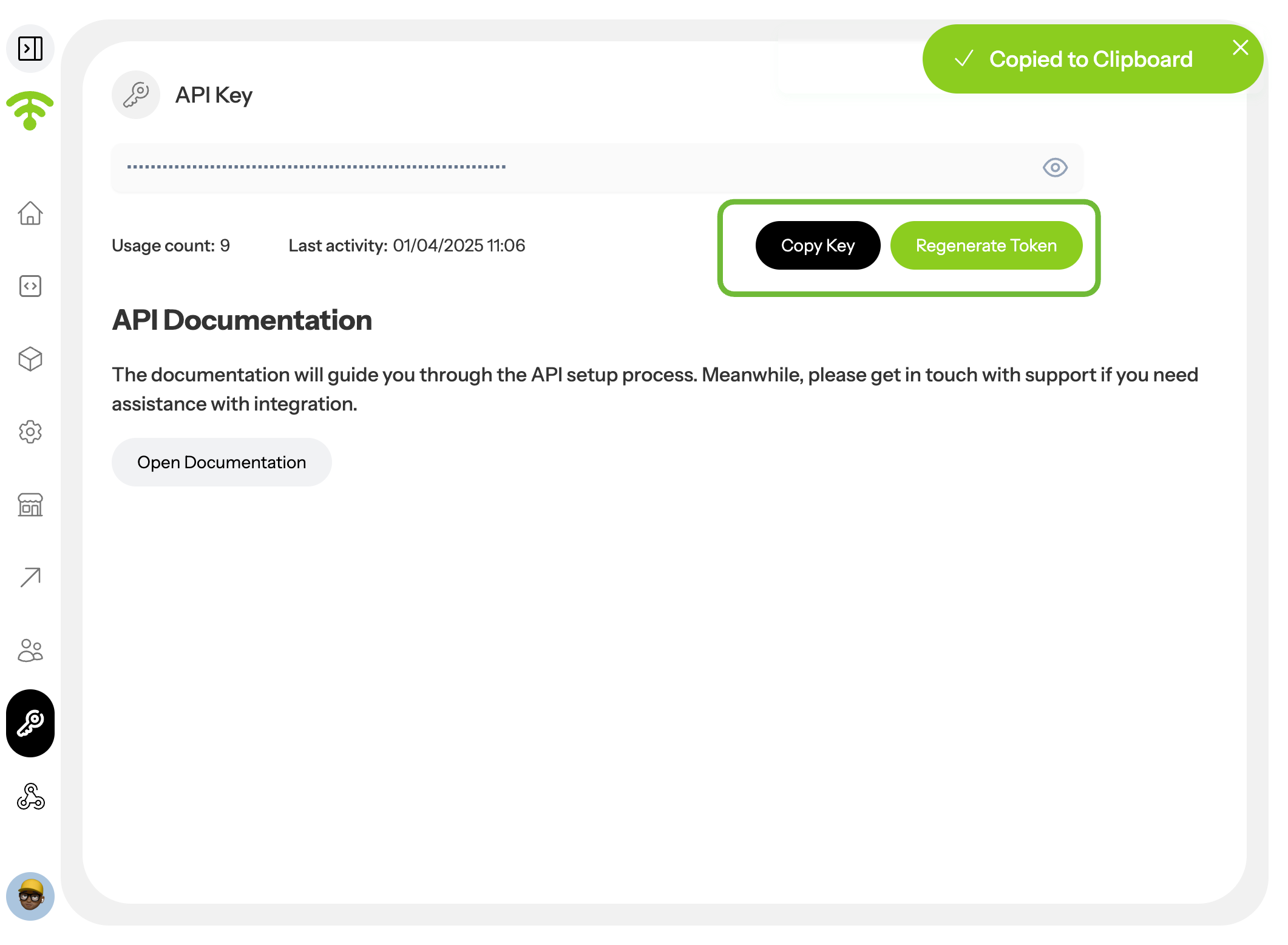 Generate API key
