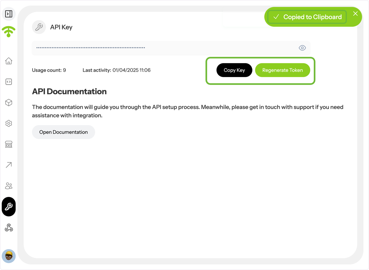 Generate API key