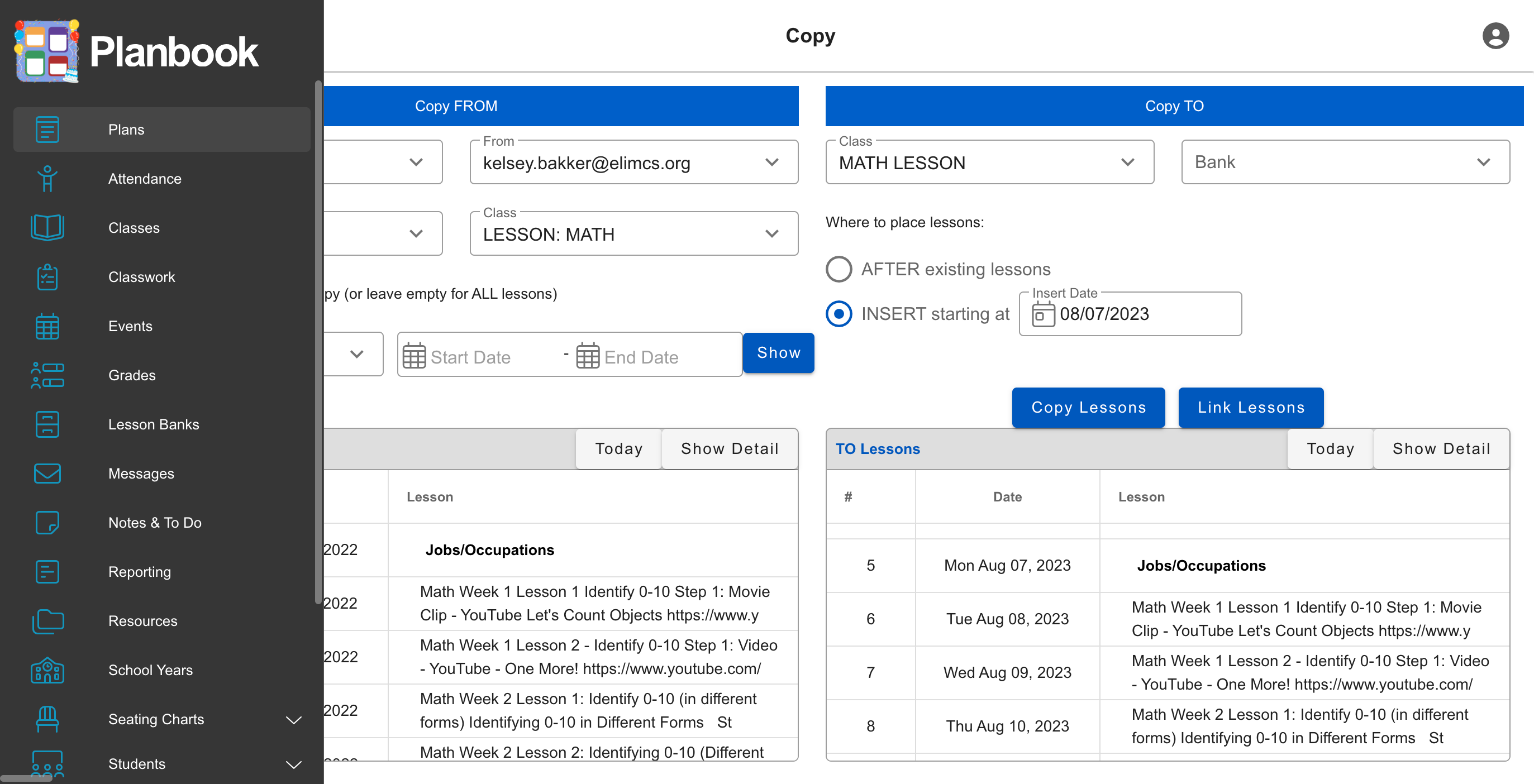 Click on Plans. You should see the copied lessons in your plans now. You can edit the lessons at this point if needed.